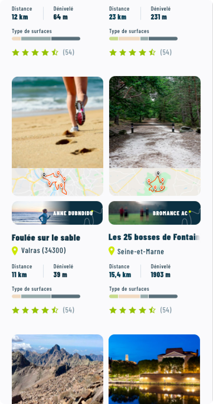 Aperçu mobile des parcours i-Run Club